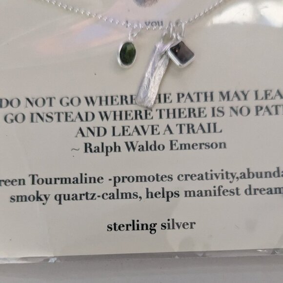 B.U. Dainty Green Tourmaline Smoky Quartz  Sterling Silver Necklace - Picture 2 of 3